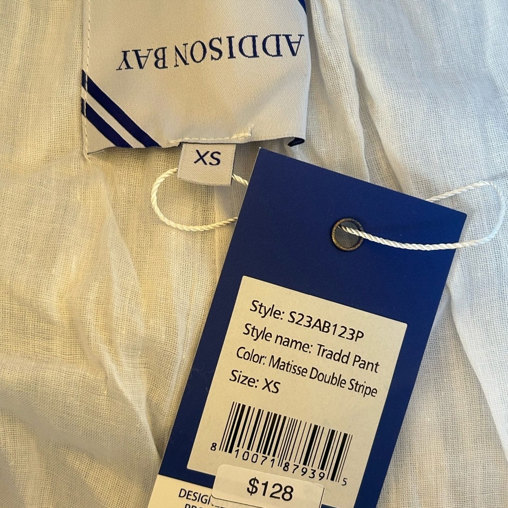 Addison Bay Sound blue and white Striped Relaxed Fit Pant - Size XS New - Picture 7 of 7